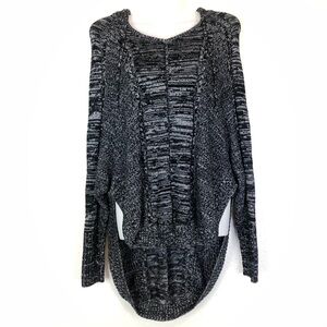 Athleta Borealis Hooded Pullover Knit Sweater Black Grey size XXS